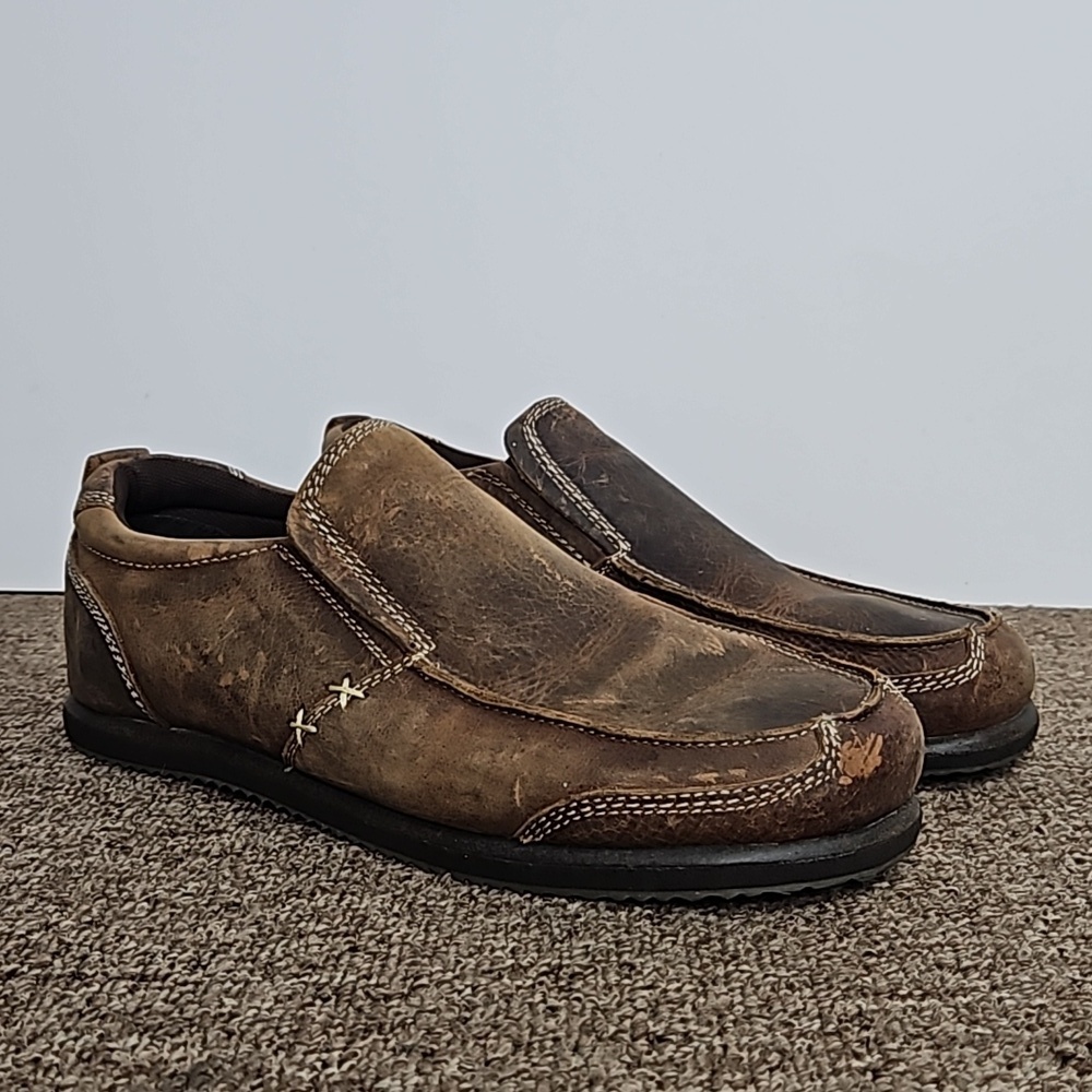 Bedstu Men's Slipon Leather Loafers Distressed Brown Leather Sz 8